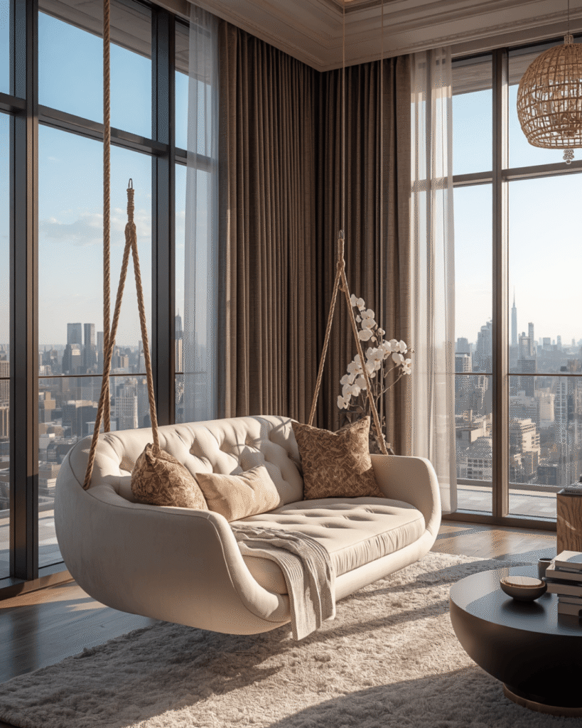 2. Elegant Indoor Swing Sofa Ideas