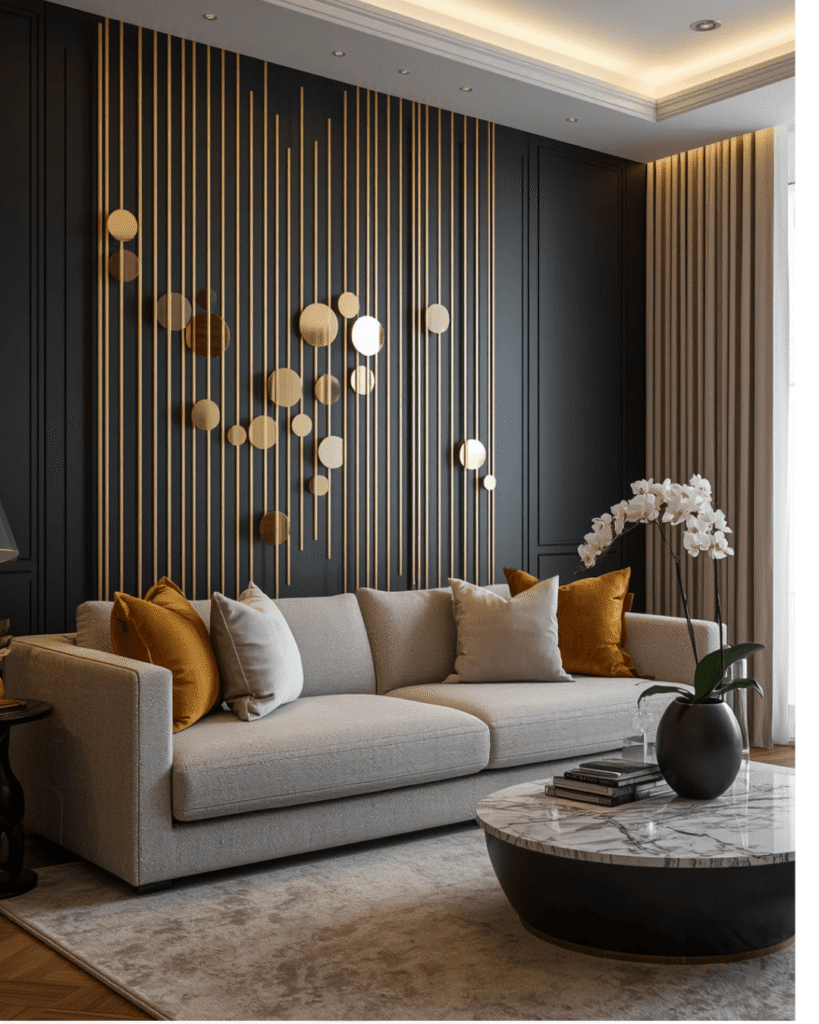 2. Modern Black Accent Wall Decor Inspiration