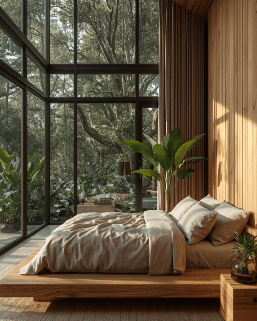 8. Minimalist Bedroom Decor with a Strong Connection to Nature