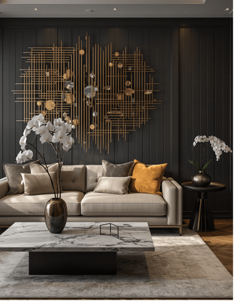 3. Elegant Gold Wall Decor for Contemporary Homes