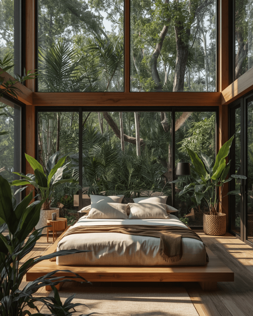10. Contemporary Nature Retreat Bedroom with Tropical Views