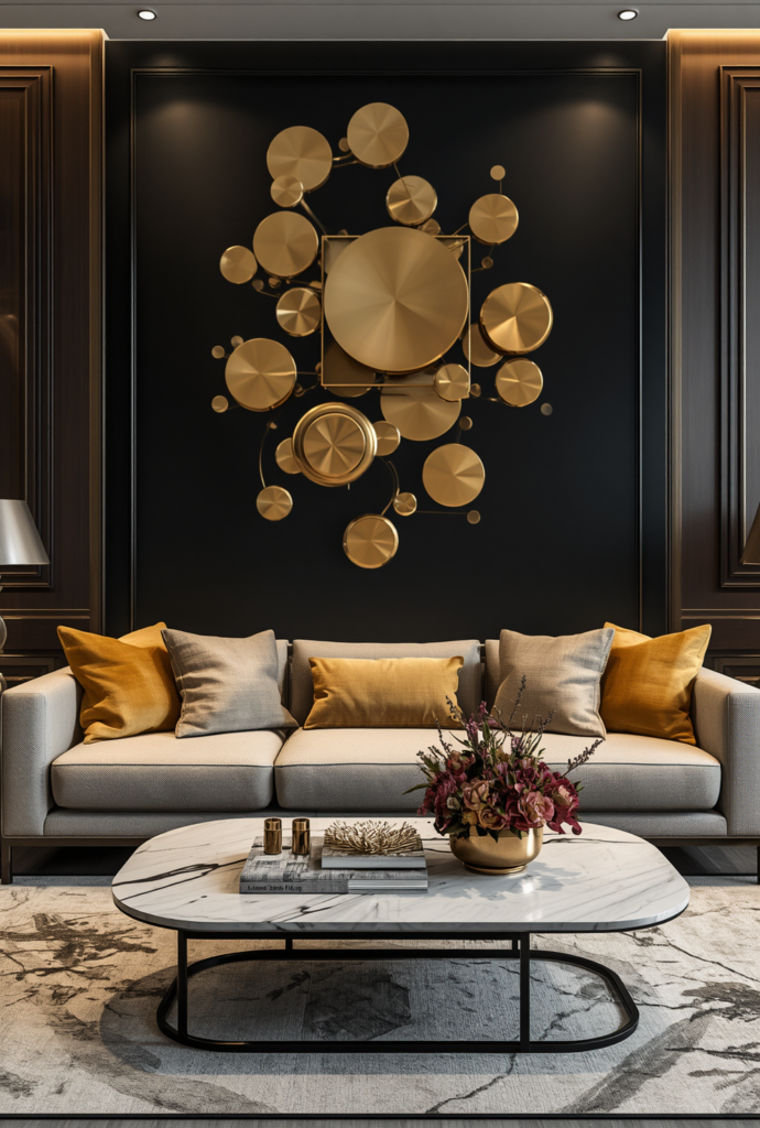 10 Luxury Living Room Ideas With Black Walls And Gold Accents