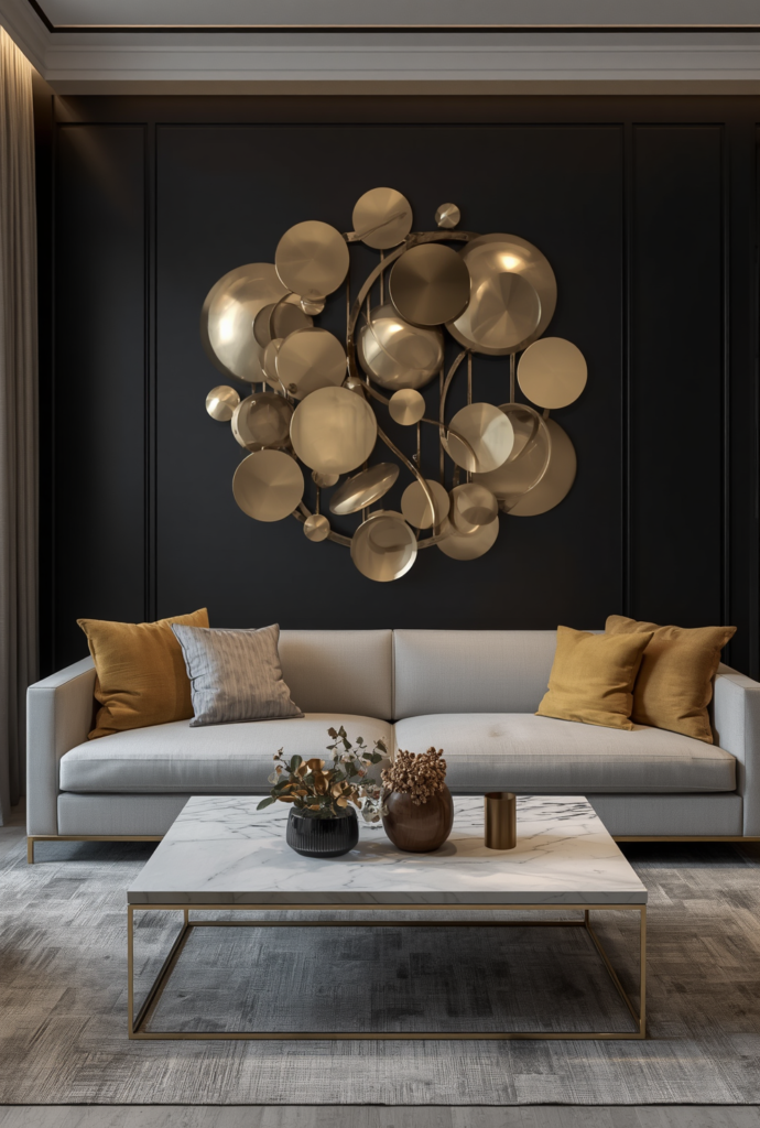 4. Large Gold Abstract Wall Art Ideas for a Modern Living Room