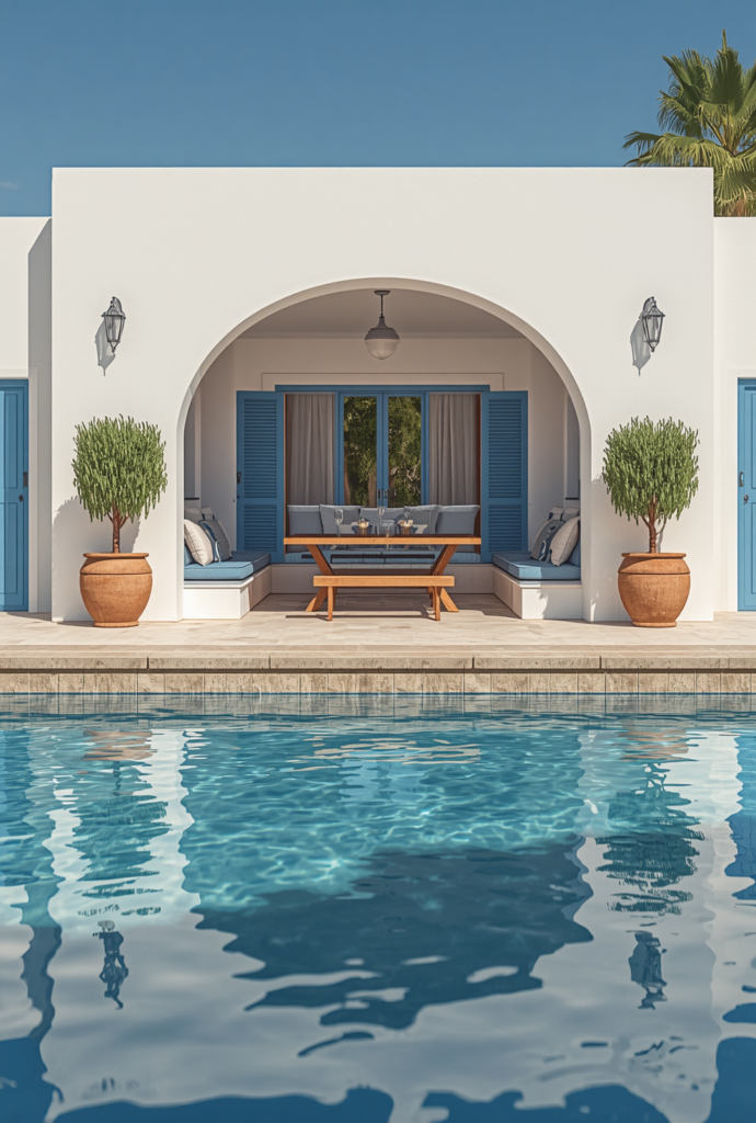 9. Pool Terrace Flooring Ideas with Natural Stone and Pavers