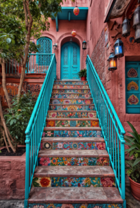 10 Hand-Painted Floral Stair Risers For A Colorful Entrance