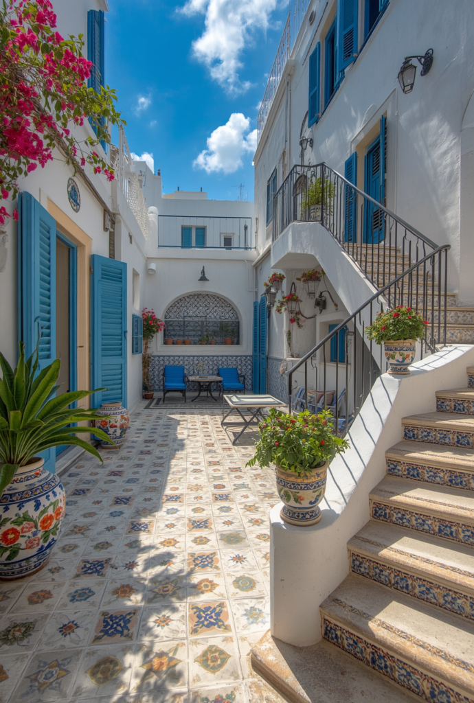 5. Painted Ceramic Flower Pots for a Colorful Courtyard