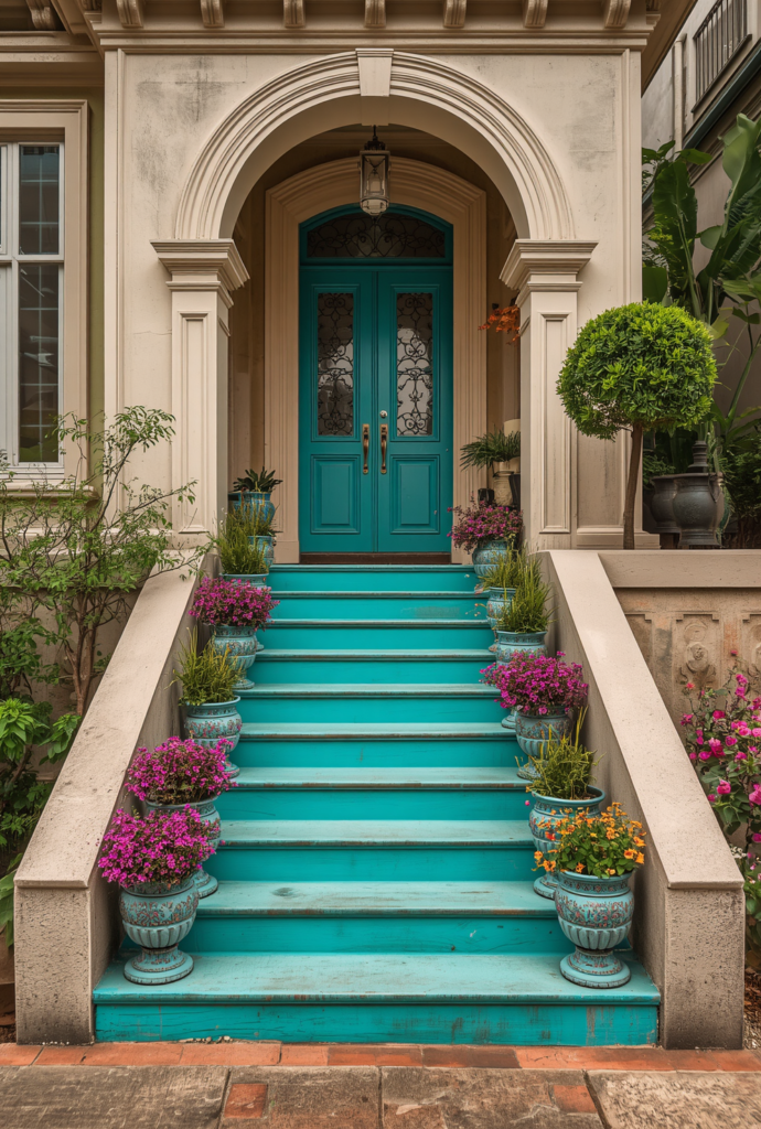 3. Bright Turquoise Front Door Ideas to Boost Curb Appeal